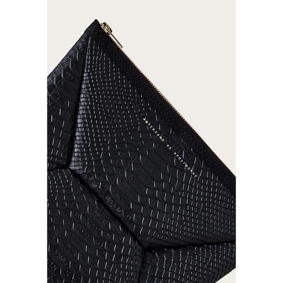 NEW AMPERSAND AS APOSTROPHE snake-effect leather x-pouch clutch in black python - Picture 2 of 2